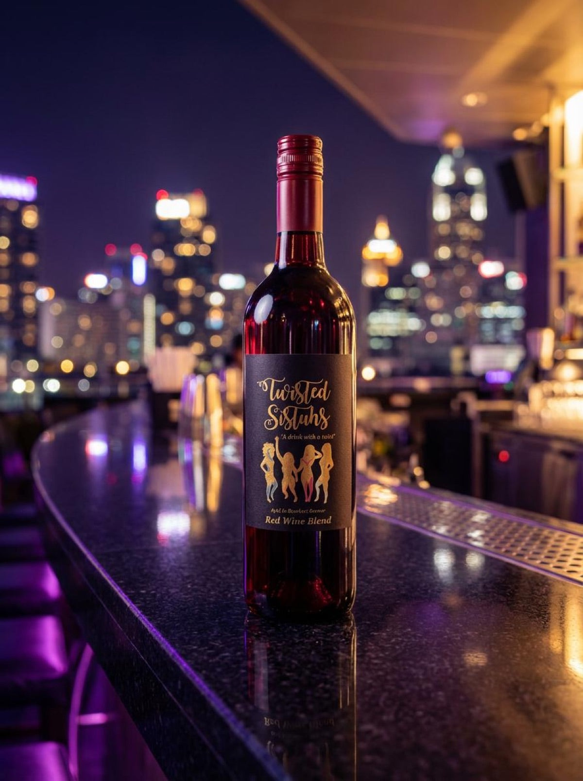 Twisted Sistuhs outdoor bar — Bourbon Barrel Aged Red Blend